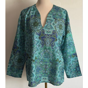 Women's JustFashionNow Teal Blue Paisley Tunic Top M